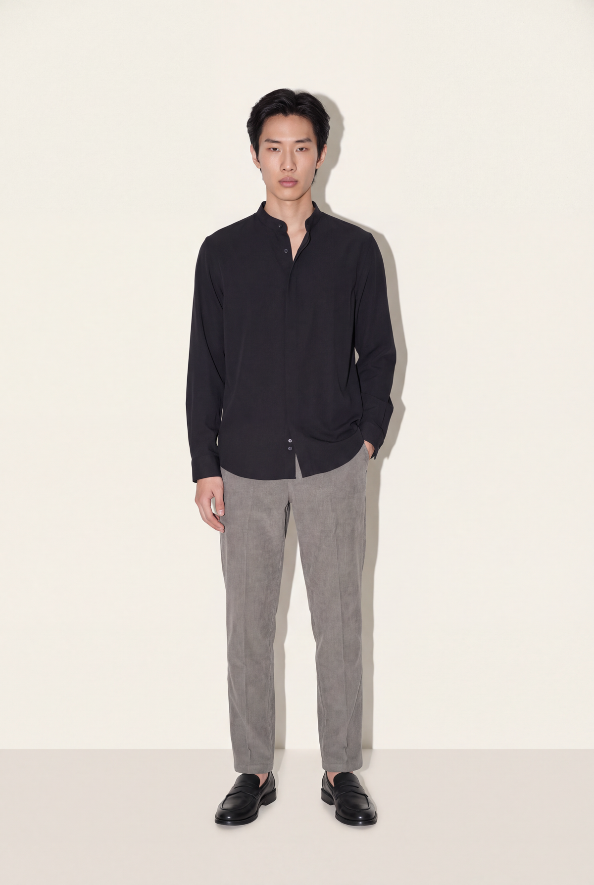 men's ban collar f.s shirt