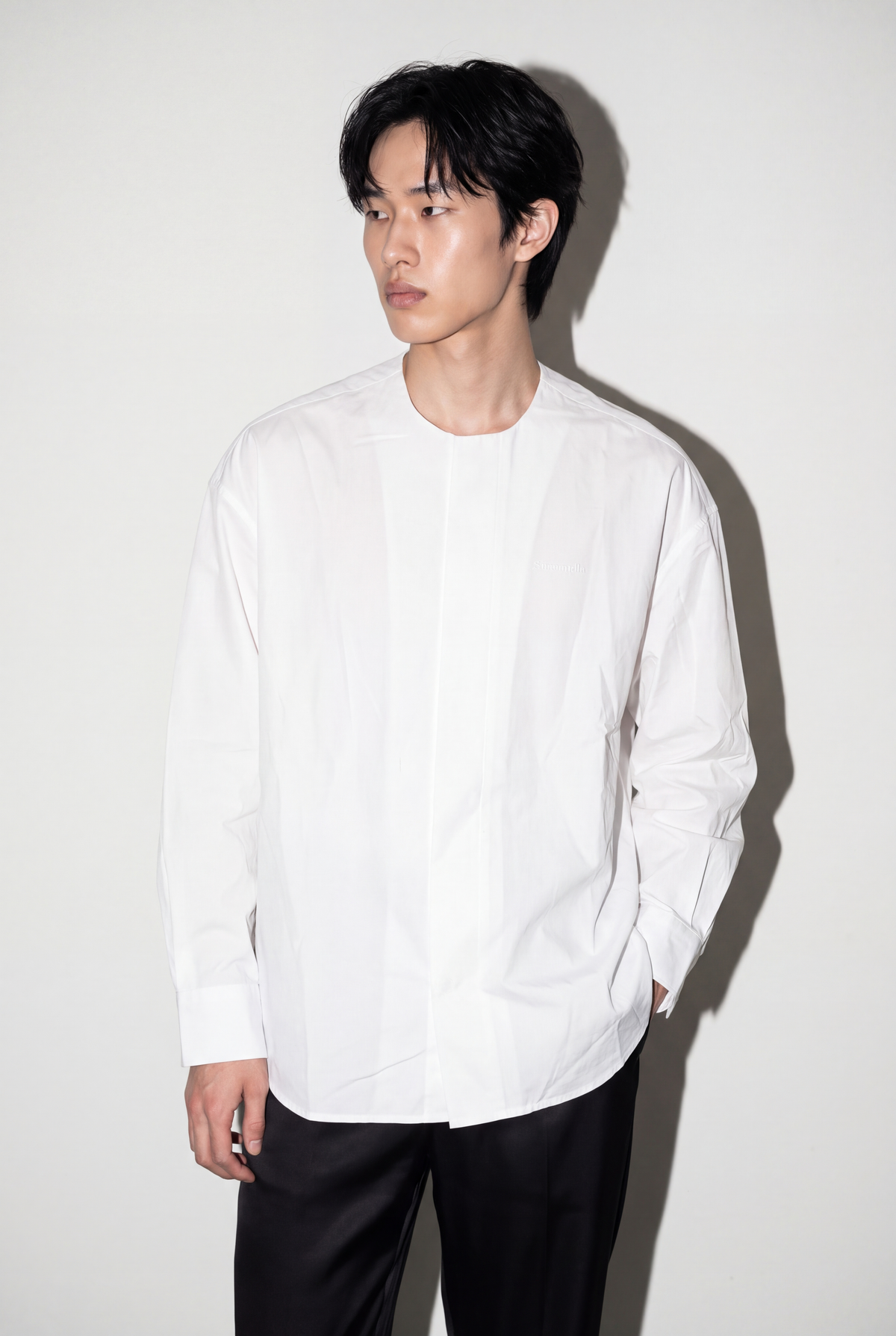 men's oversize band collar shirt