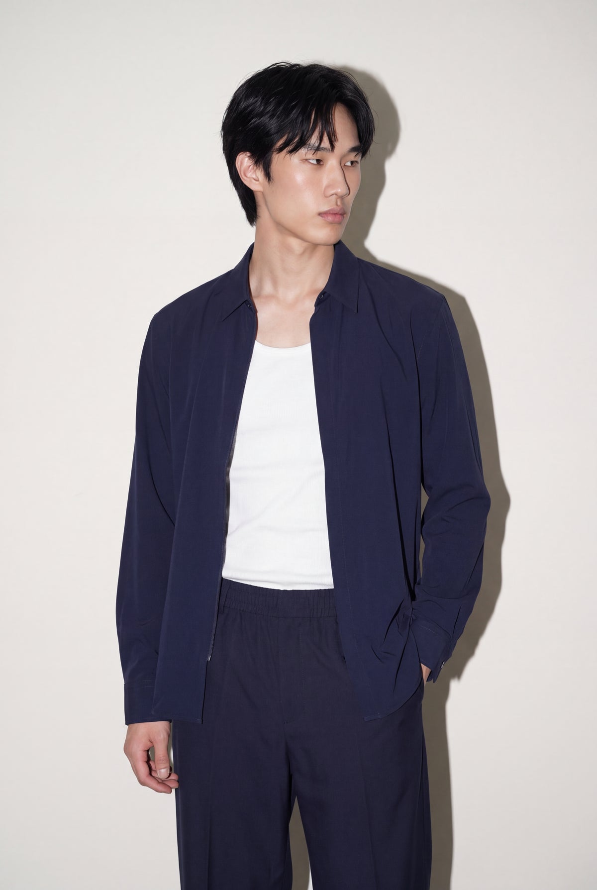 men's zipper formal shirt