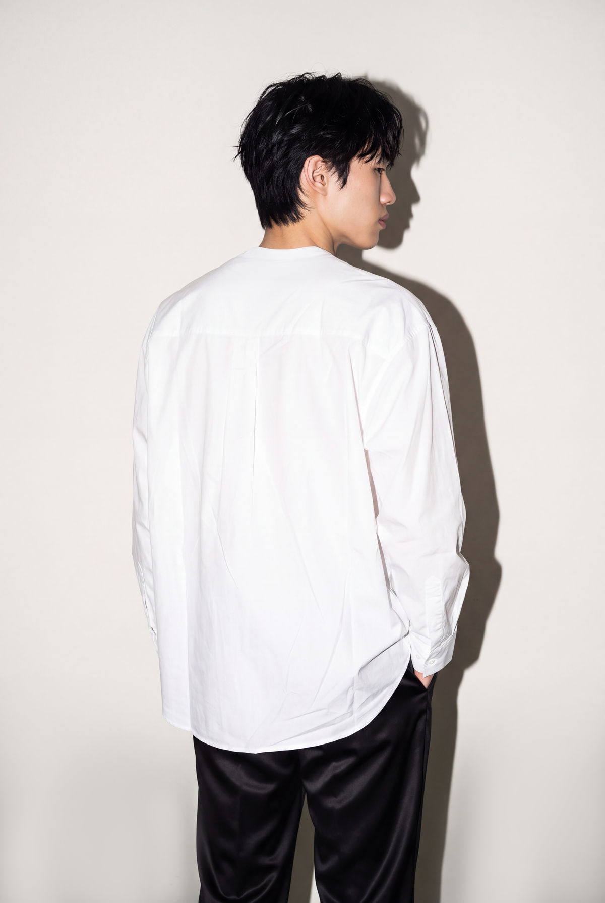 men's oversize band collar shirt