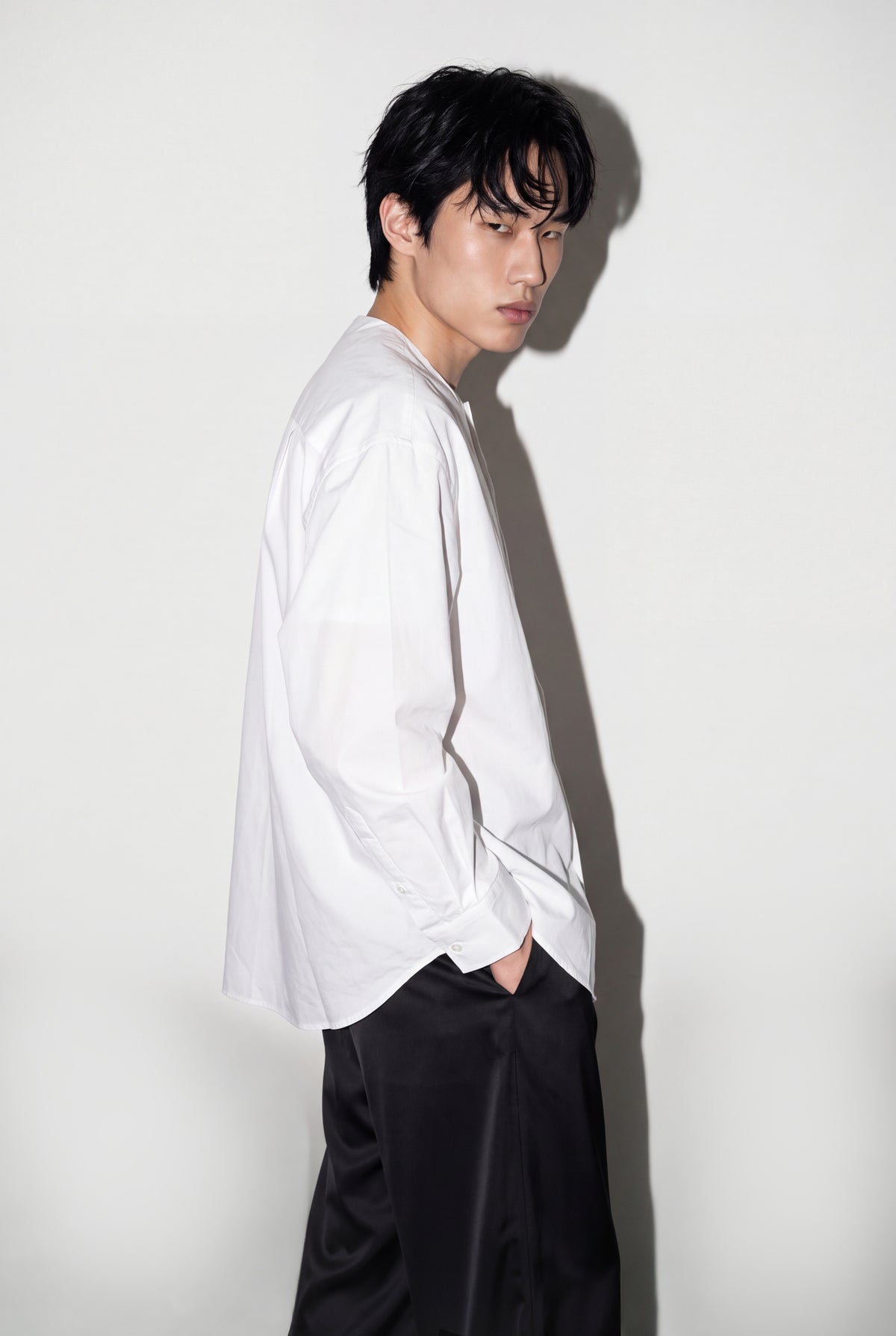 men's oversize band collar shirt